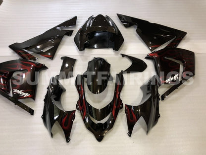 Fairings For Kawasaki ZX 10R Black & Red Flame Ninja (2004-2005)