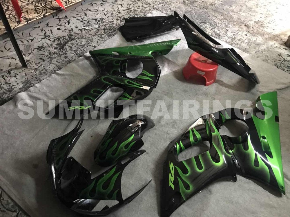 Fairings For Yamaha YZF-R6 Black & Green Flame R6 (1998-2002)