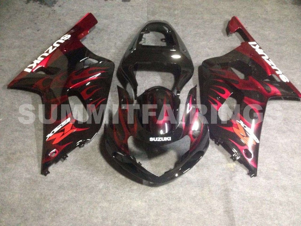 Fairings For Kawasaki ZX 10R Black & Red Flame Ninja (2004-2005)
