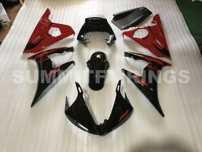 Fairings For Yamaha R6 2003-2004 - Black Red Flame