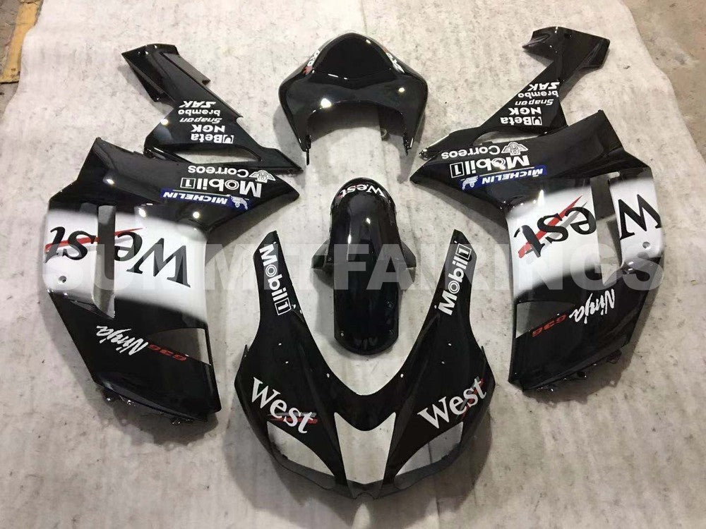 Fairings For Kawasaki ZX6R ZX636 Black White West Ninja (2007-2008)