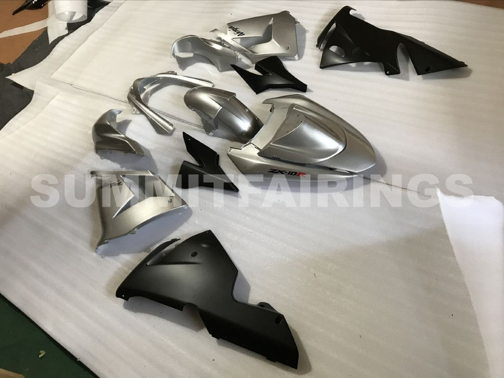 Fairings For Kawasaki ZX 10R Silver Black Ninja (2004-2005)