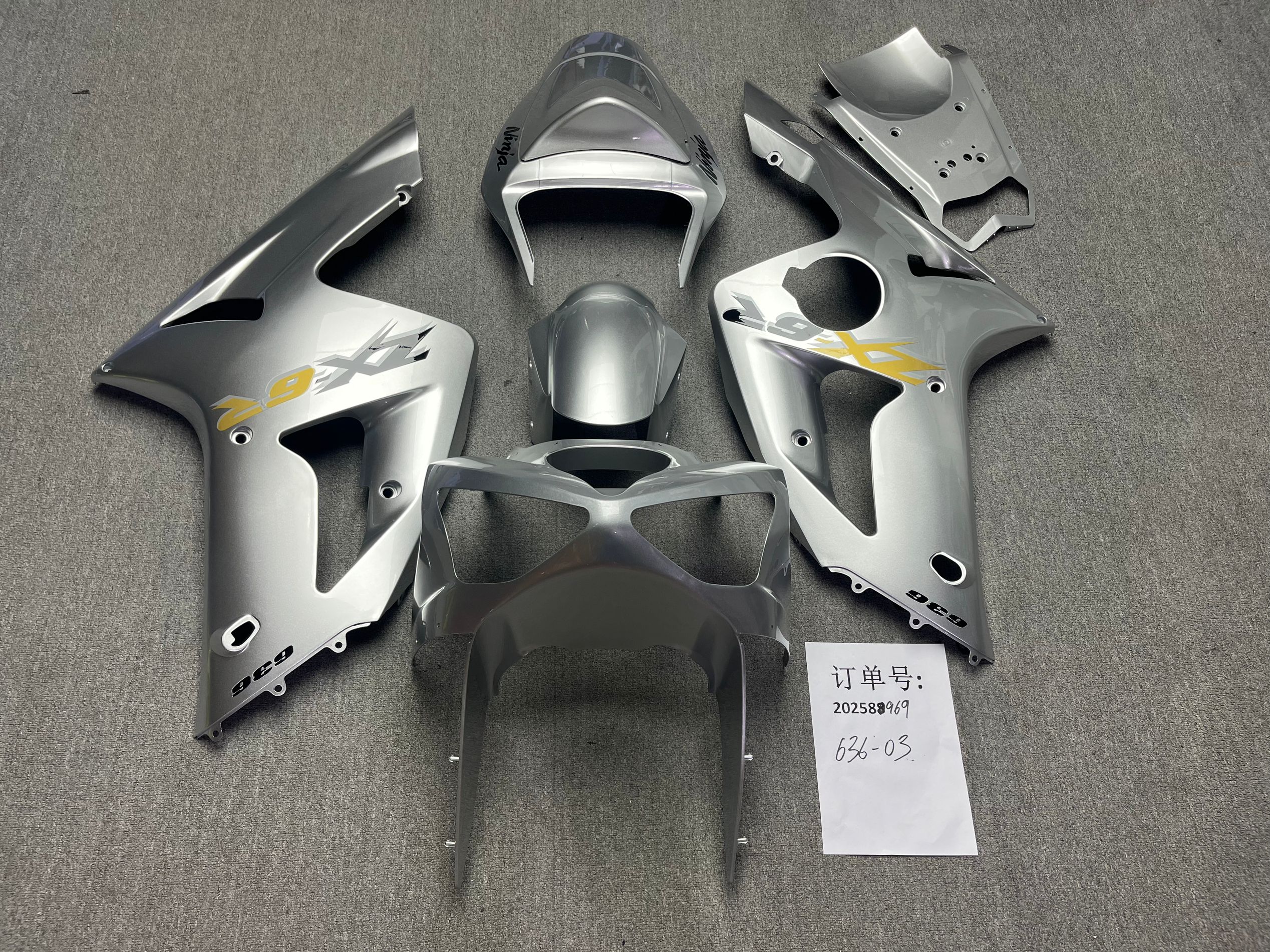 Fairings For Kawasaki ZX6R 636 Silver Ninja (2003-2004