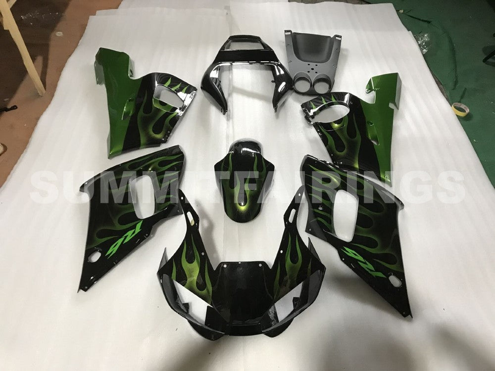 Fairings For Yamaha YZF-R6 Black & Green Flame R6 (1998-2002)