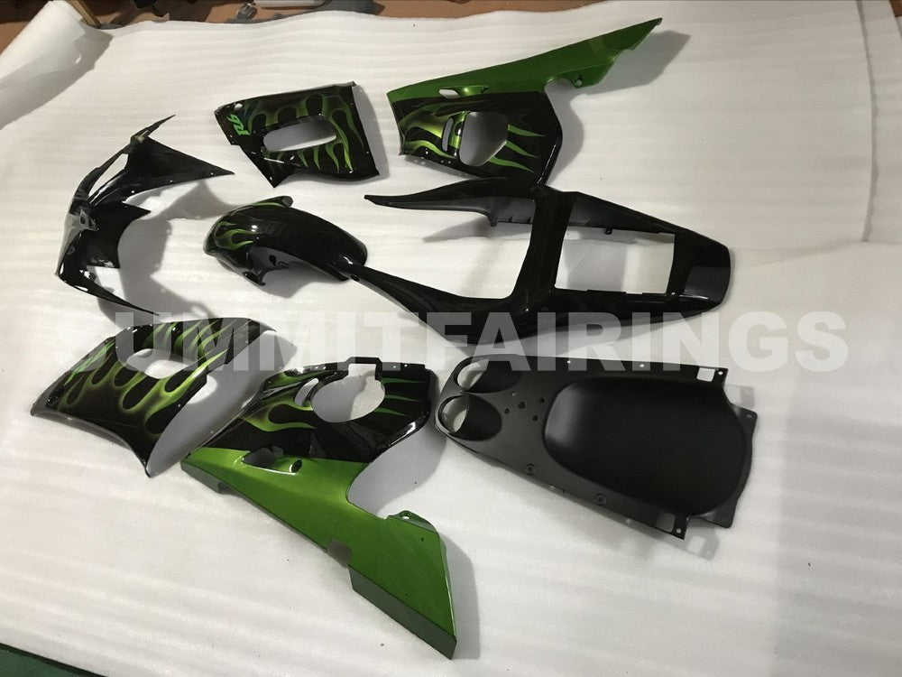 Fairings For Yamaha YZF-R6 Black & Green Flame R6 (1998-2002)