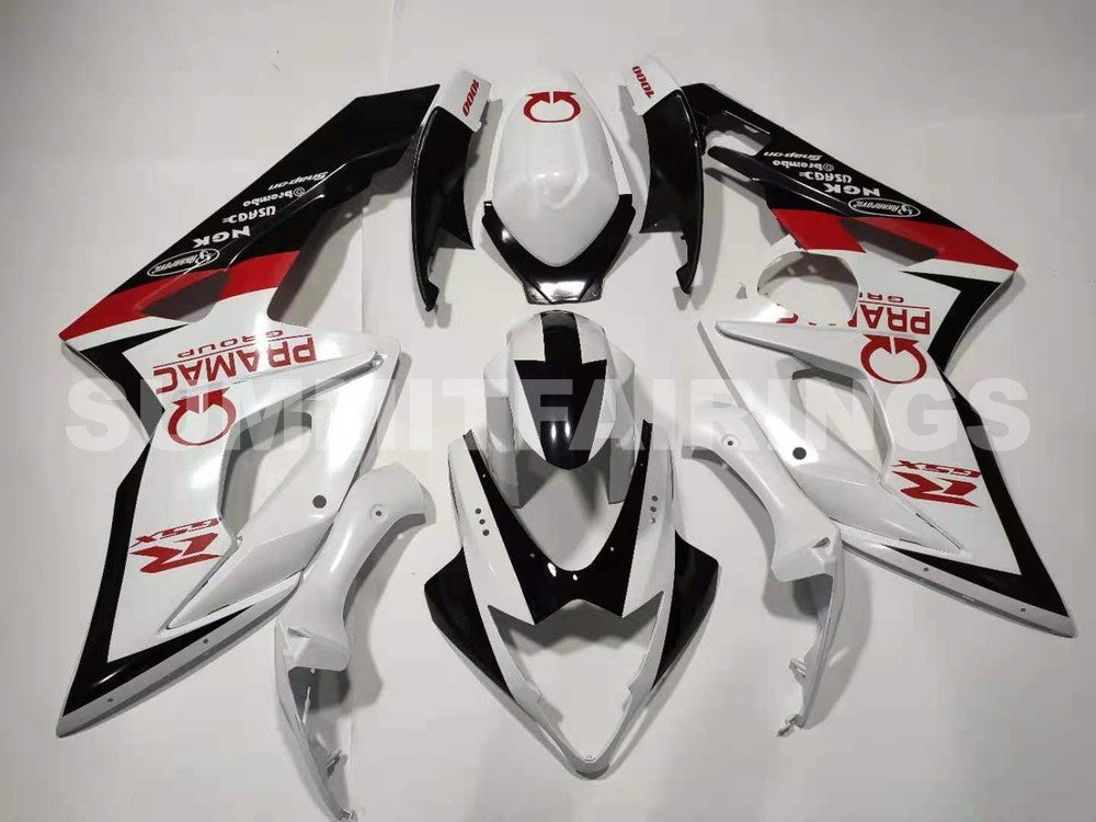 Fairings For Suzuki GSXR 1000 White Black Pramac (2005-2006)