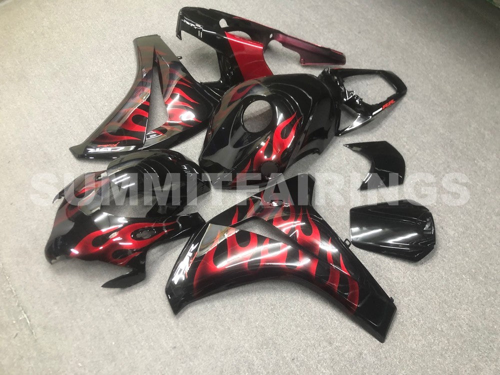 Fairings For Honda CBR 1000 RR Black & Cherry Red Flame (2008-2011)