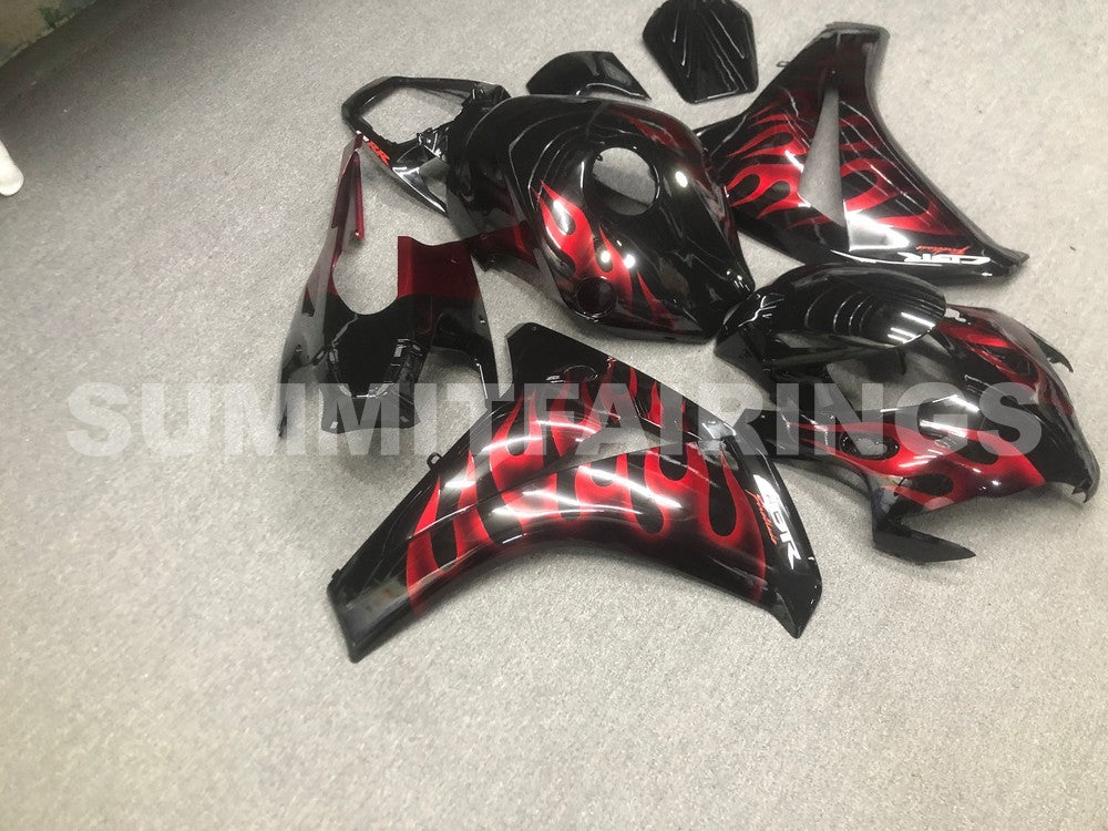 Fairings For Honda CBR 1000 RR Black & Cherry Red Flame (2008-2011)