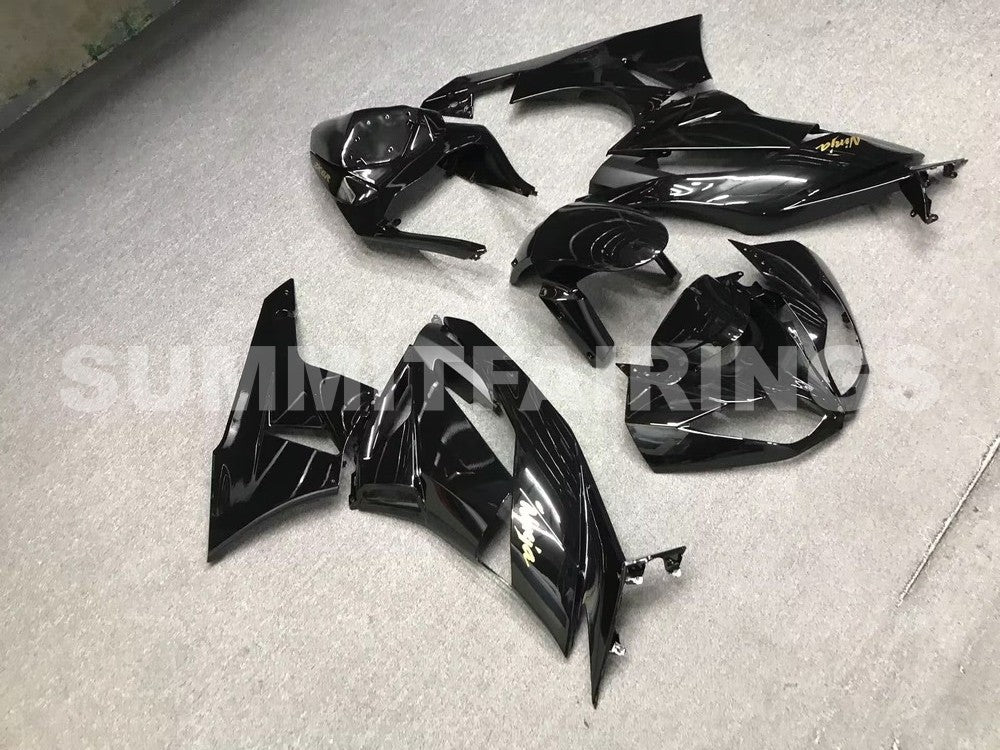 Fairings For Kawasaki ZX-6R, 2009-2012 - All Black with Gold Sticker