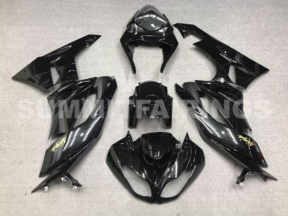 Fairings For Kawasaki ZX-6R, 2009-2012 - All Black with Gold Sticker