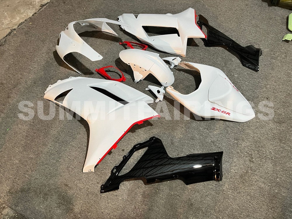 Fairings For Kawasaki ZX6R ZX636 Pure White Red Black ZX6R (2007-2008)