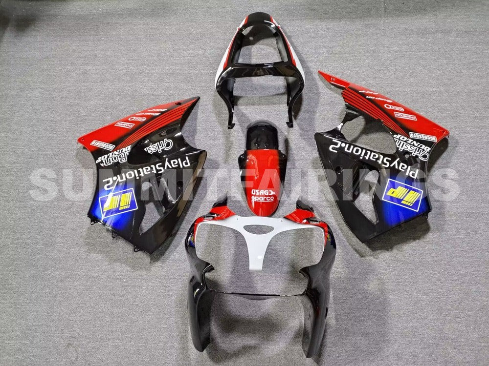 Fairings For Plastics Kawasaki ZX6R 636 Red Black Play Station (2000-2002)