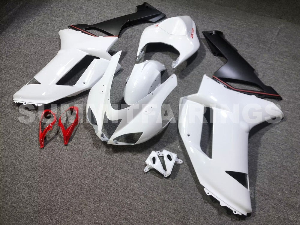 Fairings For Kawasaki ZX6R ZX636 Pure White Red Black ZX6R (2007-2008)