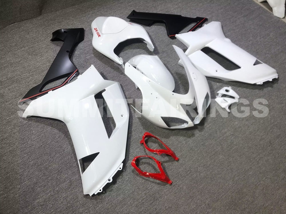 Fairings For Kawasaki ZX6R ZX636 Pure White Red Black ZX6R (2007-2008)