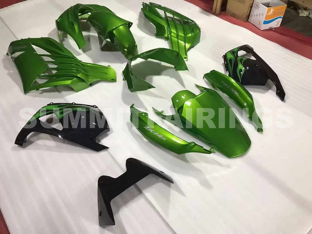 Fairings For Plastics Kawasaki ZX14R Ninja Green Flame (2012-2021)