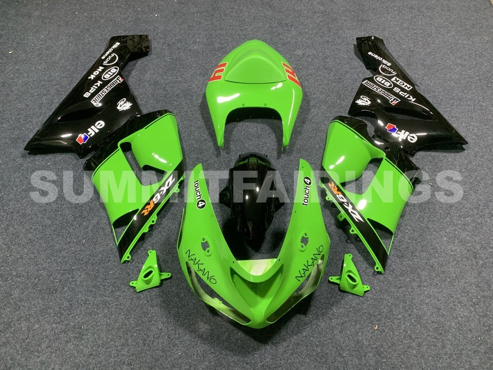Fairings For Kawasaki ZX6R 636 Green Black No.14 ZX6R (2005-2006)