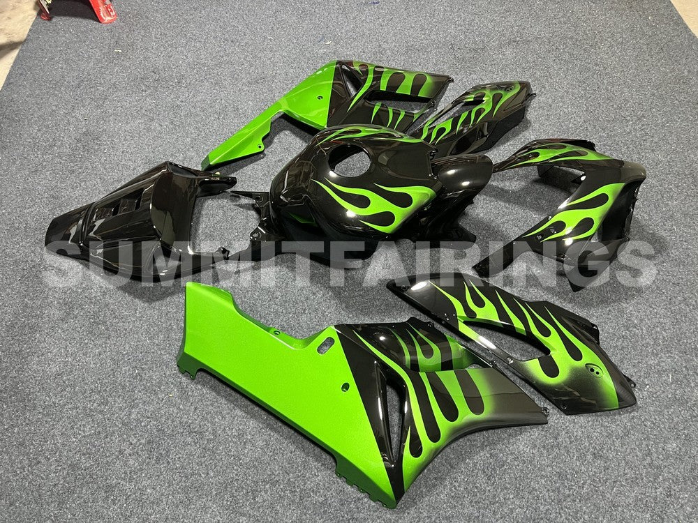 Fairings For Honda CBR 1000 RR Black & Green Flame (2004-2005)