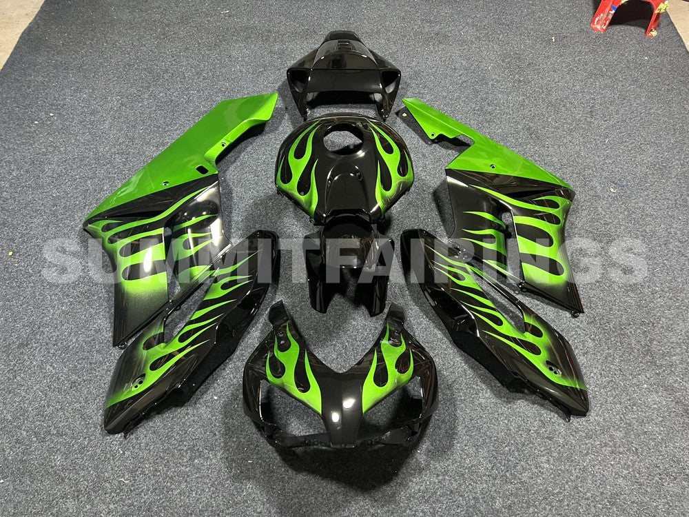 Fairings For Honda CBR 1000 RR Black & Green Flame (2004-2005)