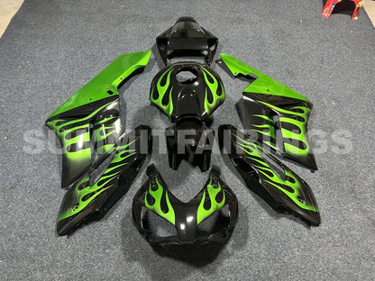 Fairings For Honda CBR 1000 RR Black & Green Flame (2004-2005)