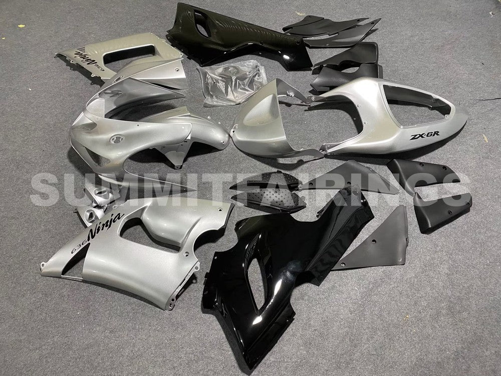 Fairings For Kawasaki ZX6R 636 Grey Black Ninja (2005-2006)