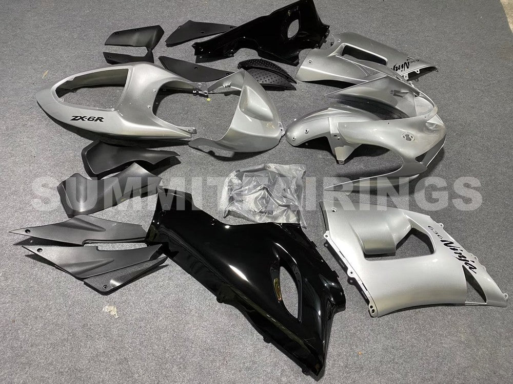 Fairings For Kawasaki ZX6R 636 Grey Black Ninja (2005-2006)
