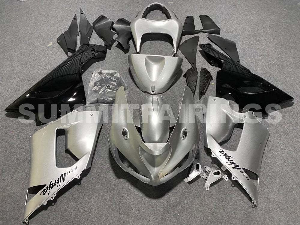Fairings For Kawasaki ZX6R 636 Grey Black Ninja (2005-2006)
