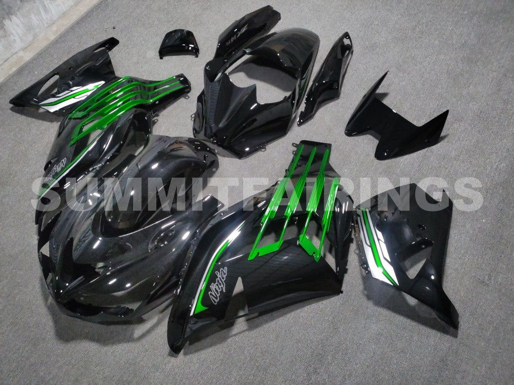 Fairings For Plastics Kawasaki ZX14R Ninja Black Green (2012-2021)