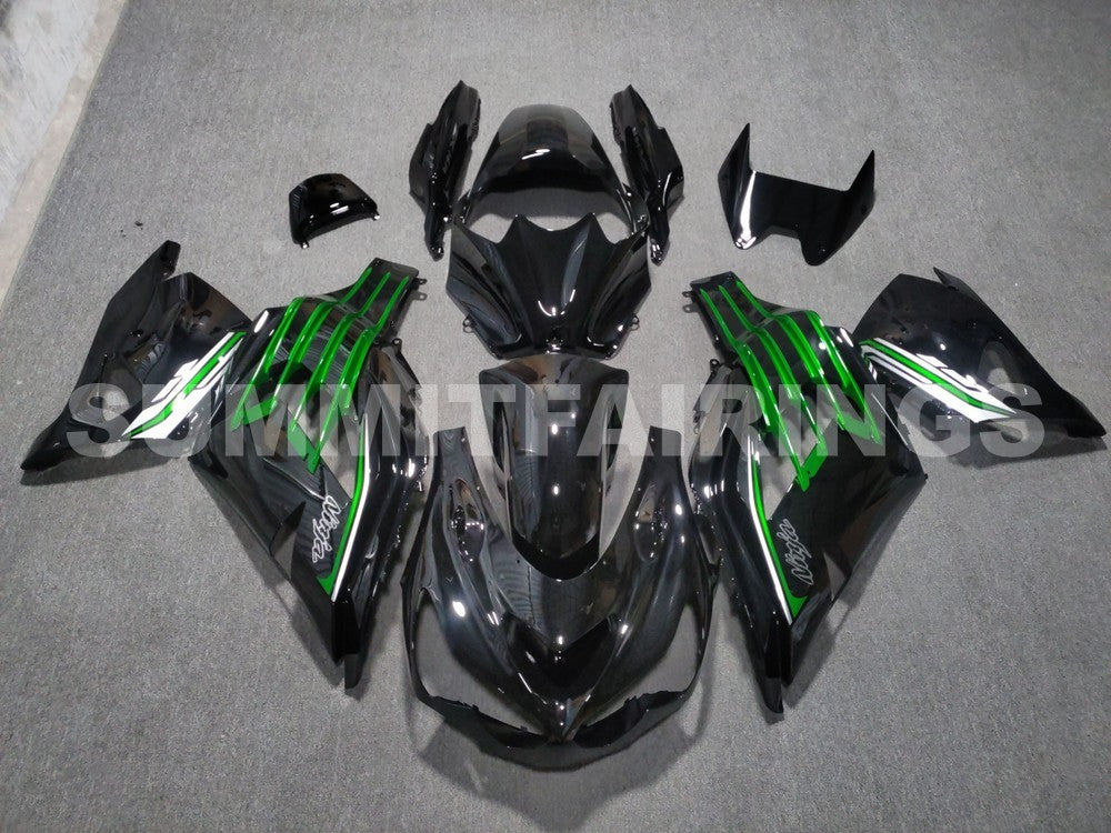 Fairings For Plastics Kawasaki ZX14R Ninja Black Green (2012-2021)