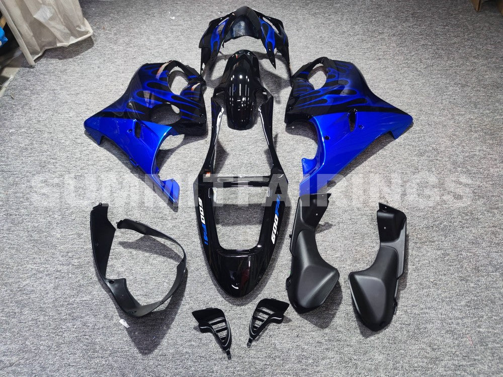 Fairings For Honda CBR 600 F4i Black & Blue Flame (2001-2003)
