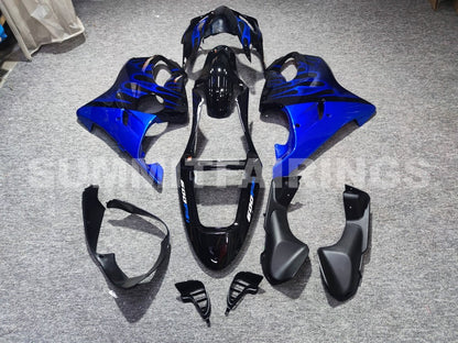 Fairings For Honda CBR 600 F4i Black & Blue Flame (2001-2003)
