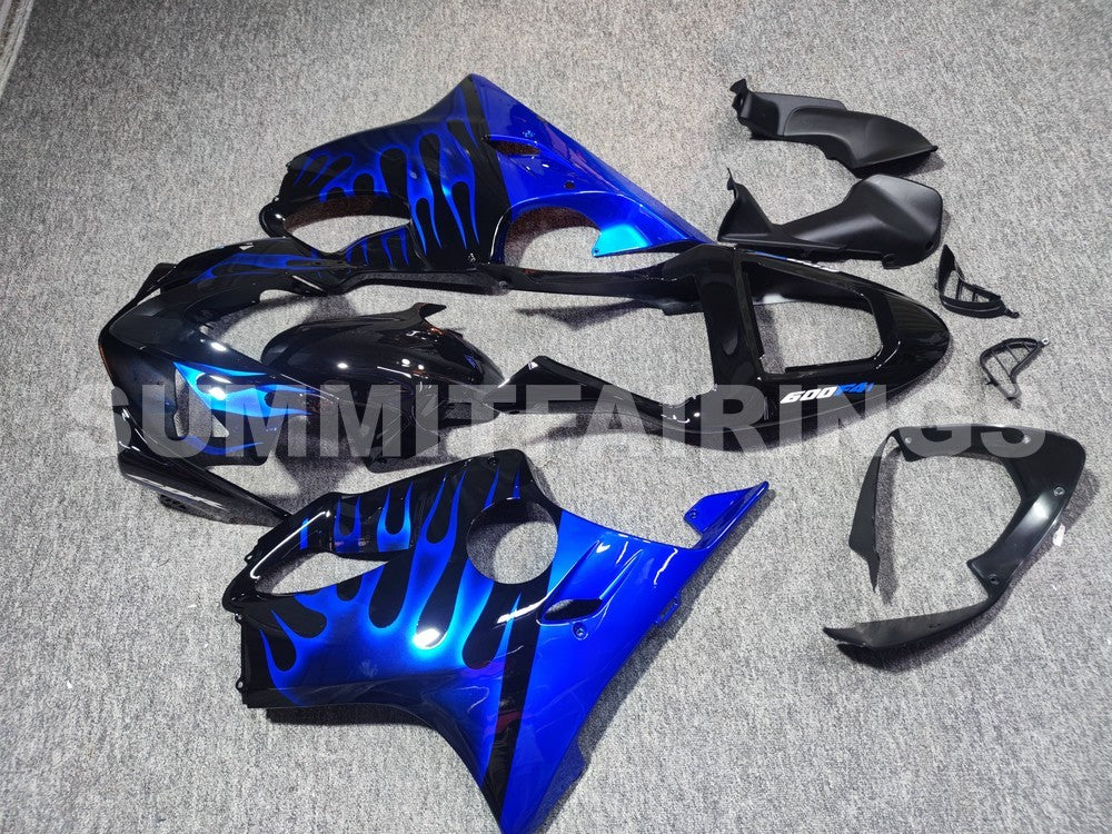 Fairings For Honda CBR 600 F4i Black & Blue Flame (2001-2003)