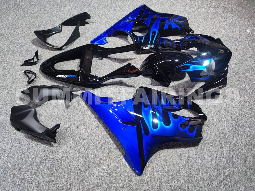 Fairings For Honda CBR 600 F4i Black & Blue Flame (2001-2003)