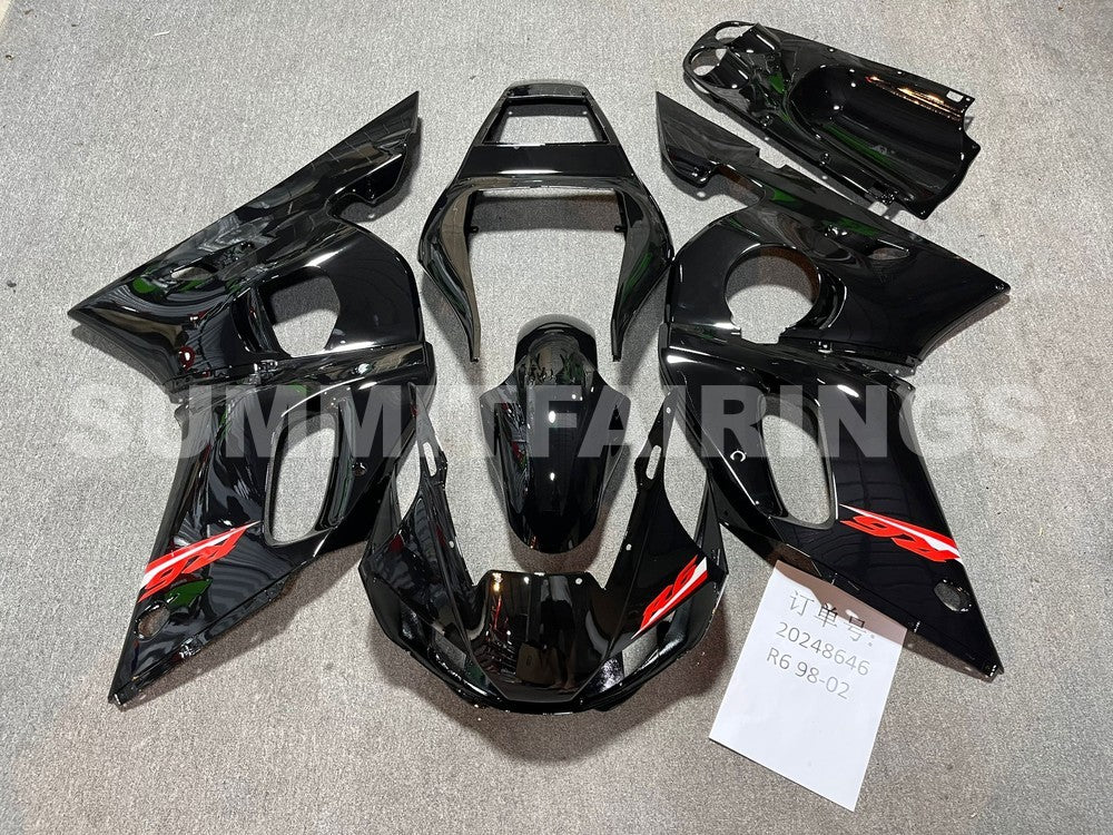 Fairings For Yamaha - YZF-600 R6 1998-2002 Gloss Black Red Decals
