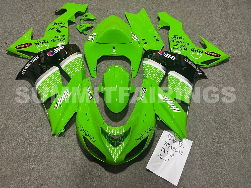 Fairings For Kawasaki ZX 10R Green Black No.56 Nakano (2006-2007)