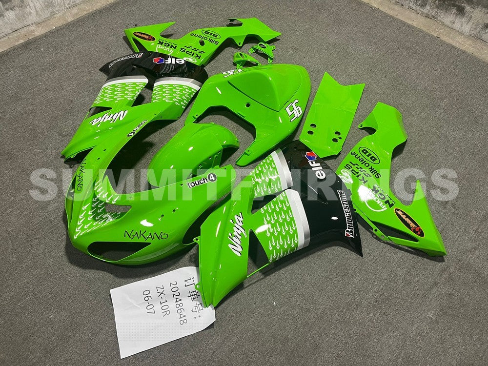 Fairings For Kawasaki ZX 10R Green Black No.56 Nakano (2006-2007)