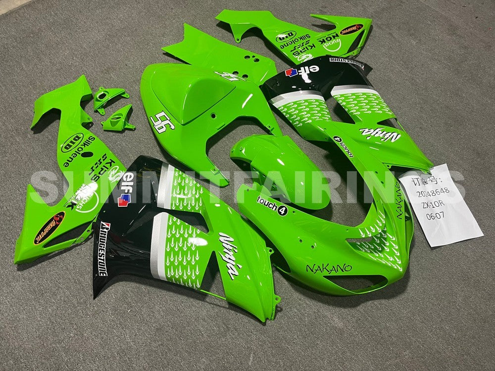 Fairings For Kawasaki ZX 10R Green Black No.56 Nakano (2006-2007)