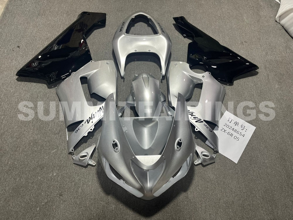 Fairings For Kawasaki ZX6R 636 Grey Black Ninja (2005-2006)