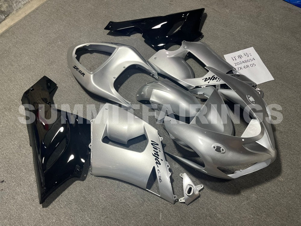 Fairings For Kawasaki ZX6R 636 Grey Black Ninja (2005-2006)