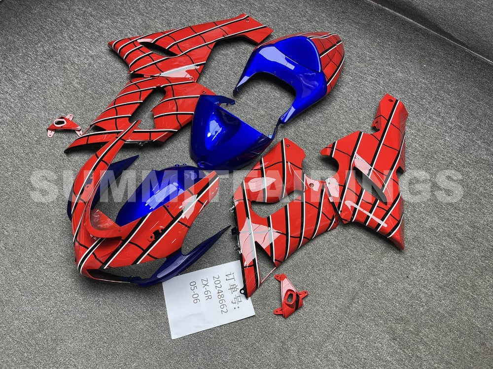 Fairings For Kawasaki ZX6R 636 Red & Blue Spider Man (2005-2006)
