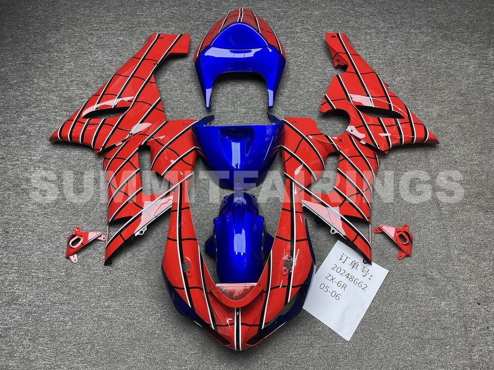 Fairings For Kawasaki ZX6R 636 Red & Blue Spider Man (2005