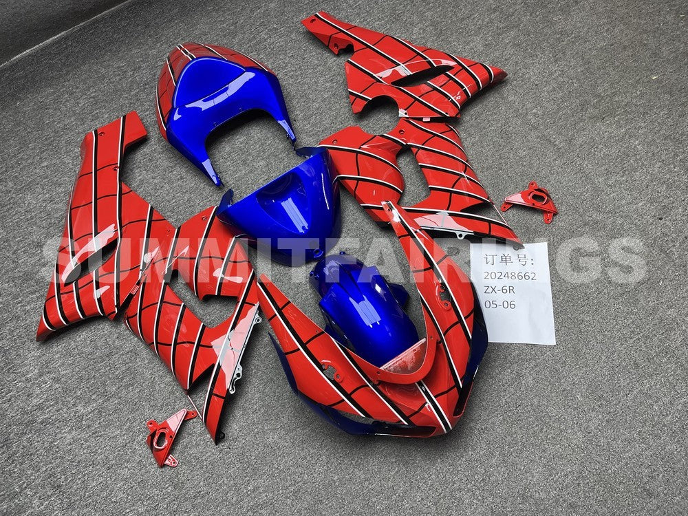 Fairings For Kawasaki ZX6R 636 Red & Blue Spider Man (2005-2006)