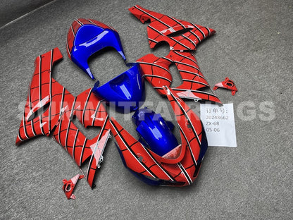 Fairings For Kawasaki ZX6R 636 Red & Blue Spider Man (2005-2006)