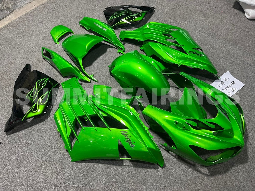 Fairings For Plastics Kawasaki ZX14R Ninja Green Flame (2012-2021