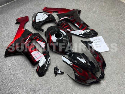 Fairings For Kawasaki ZX6R ZX636 Black & Red Flame Ninja (2007-2008)