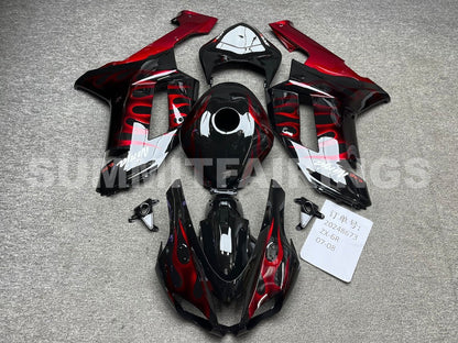 Fairings For Kawasaki ZX6R ZX636 Black & Red Flame Ninja (2007-2008)