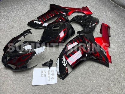 Fairings For Kawasaki ZX6R ZX636 Black & Red Flame Ninja (2007-2008)