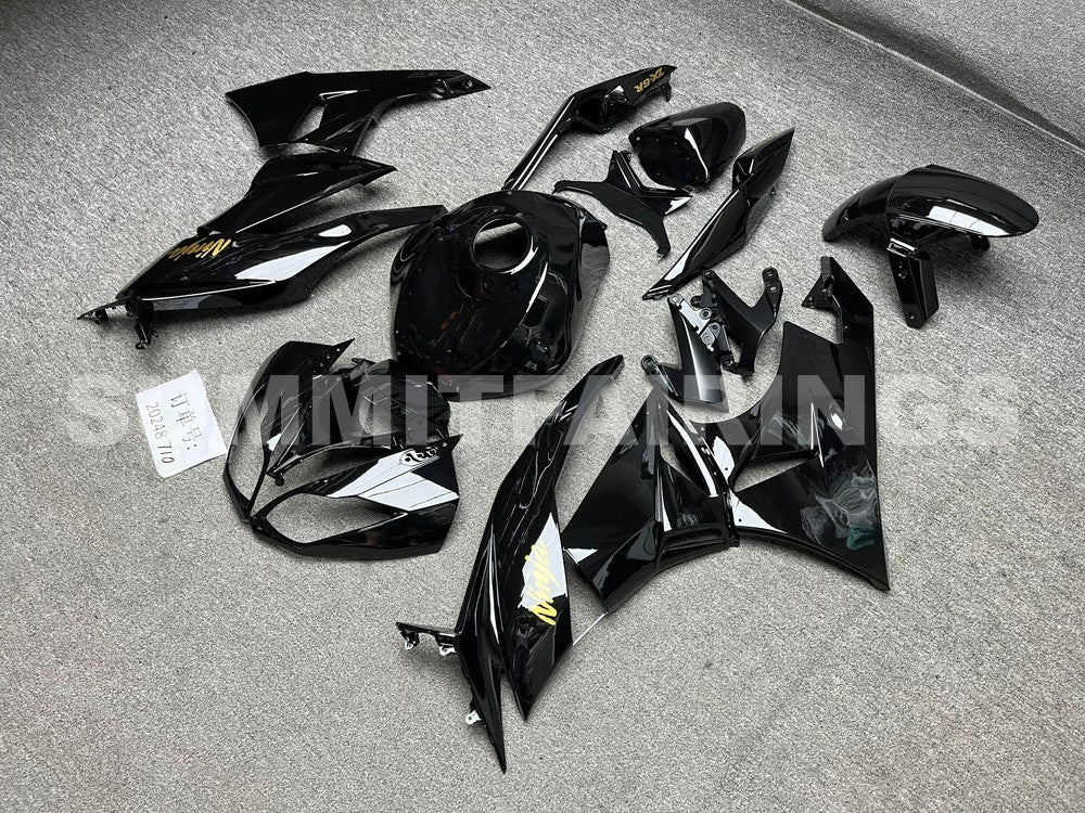 Fairings For Kawasaki ZX-6R, 2009-2012 - All Black with Gold Sticker