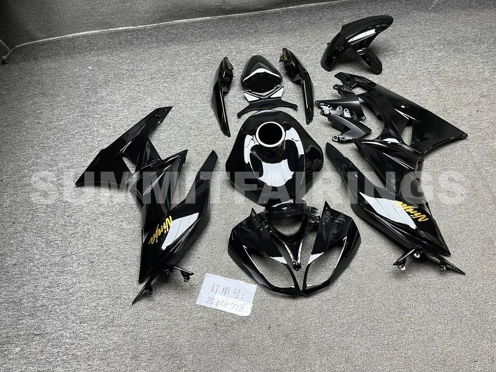 Fairings For Kawasaki ZX-6R, 2009-2012 - All Black with Gold Sticker