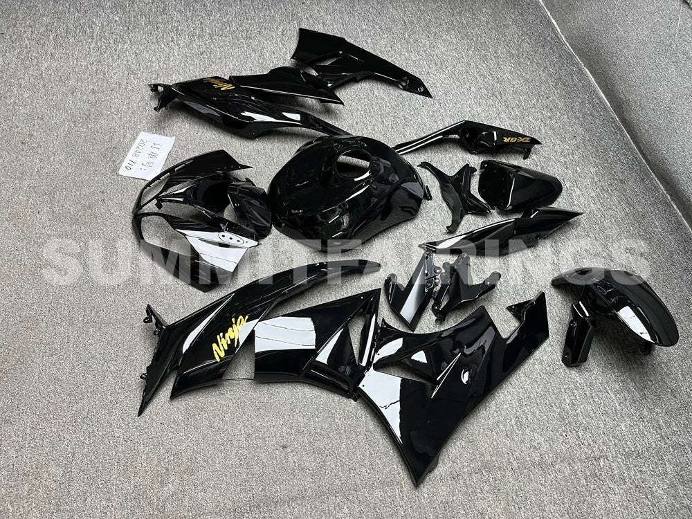 Fairings For Kawasaki ZX-6R, 2009-2012 - All Black with Gold Sticker