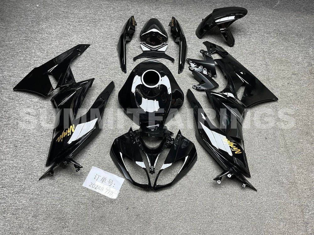 Fairings For Kawasaki ZX-6R, 2009-2012 - All Black with Gold Sticker
